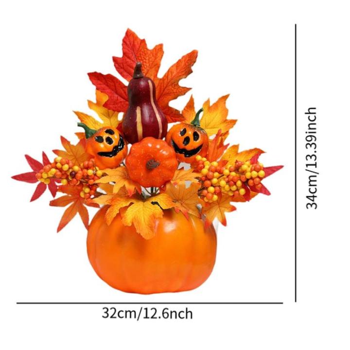 Halloween-Kürbisse, Ahornblätter, Ornament, Herbsternte, Dekor, neuartiges dekoratives Handwerk, Esstisch-Mittelstück für Geschäft und Büro, Style F