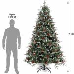 Weihnachtsbaum mit Tannenzapfen und Beeren, schneebedeckter künstlicher Weihnachtsbaum mit PVC-Zweigspitzen, einfache Montage mit Metallsockel für Zuhause, Büro, Partydekoration