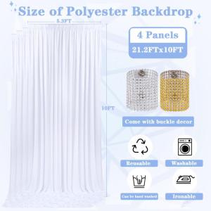Faltenfreie Polyester-Hintergrundvorhänge: weißer Party-Hintergrund, 3,2 x 3 m, Hochzeits-Stoffhintergrund für Verlobung, Geburtstag, Abschlussball, Motto-Party, Party-Hintergru