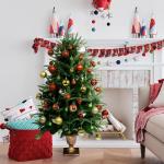 Kunstkerst, groen, 120 cm, 2 soorten dennenblad, 320 takken, 10 meter kerstboom, pvc/PE, bladeren met retro basis voor kerstdecoratie