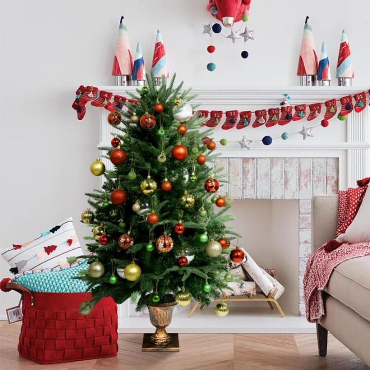 Kunstkerst, groen, 120 cm, 2 soorten dennenblad, 320 takken, 10 meter kerstboom, pvc/PE, bladeren met retro basis voor kerstdecoratie
