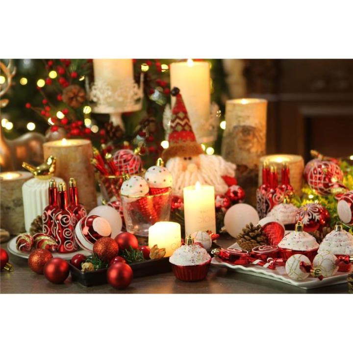 80-pack geassorteerde onbreekbare kerstbalversieringen set decoratieve Hangers met herbruikbaar handgeschenkpakket voor kerstboom