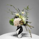 Kunstblumen Leichter Luxus-Esstisch, Florale Kunst – Seidenstoff und Silikon, Schlichter grüner Simulationsblumenstrauß für Wohnzimmer für jeden Anlass
