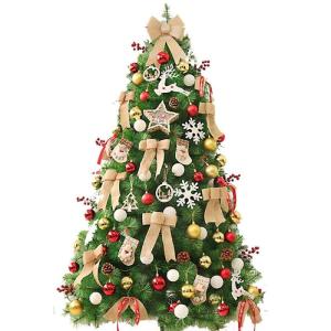 Künstlicher Weihnachtsbaum aus PVC mit Beleuchtung, vordekoriert, einfache Montage, künstlicher Christbaumschmuck, Weihnachtsbaum, Festliche Dekoration, 180 cm (71 Zoll), Grün (