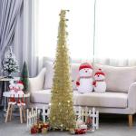 Lametta-pop-up-Weihnachtsbaum, einfach zu montierender, zusammenklappbarer künstlicher Bleistift-Weihnachtsbaum mit glänzenden Pailletten für die heimdekoration – silbriger 4.