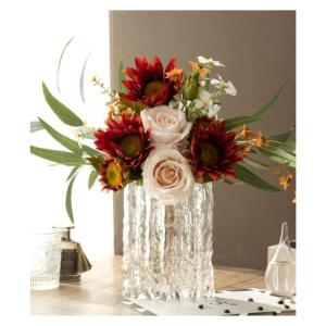 Kunstblumen Nordic Light Luxus-Kunstblumen in moderner Glasflasche – Elegante Blumendekoration, 14,5 x 40 cm für das Wohnzimmer für jeden Anlass