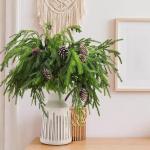 1 x realistische 3D-Tannennadelzweig, Weihnachtsdekoration, Füllstoffe, Baumkranz, Zypressenzweige, grün, F2i2, künstliche Blätter