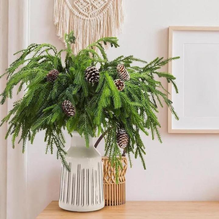 1 x realistische 3D-Tannennadelzweig, Weihnachtsdekoration, Füllstoffe, Baumkranz, Zypressenzweige, grün, F2i2, künstliche Blätter