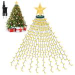 Lichtsnoer kerstboom met ring en topper ster, 400 leds, kerstverlichting, warmwit, 2 m x 16 strengen, 8 modi, waterdichte kerstverlichting, binnen en buiten, voor Kerstmis