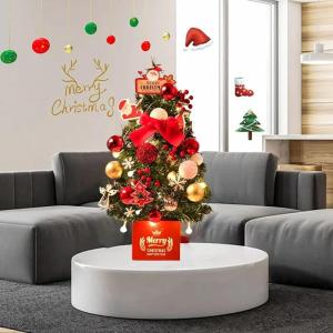 Mini Weihnachtsbaum Künstlich mit LED Beleuchtung Künstlicher Weihnachtsbaum Klein für Weinachtsdekorationen Tischplatte Tannenbaum Geschmückt Tisch Weihnachtsbaum mit Ornament