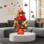 Mini Weihnachtsbaum Künstlich mit LED Beleuchtung Künstlicher Weihnachtsbaum Klein für Weinachtsdekorationen Tischplatte Tannenbaum Geschmückt Tisch Weihnachtsbaum mit Ornament