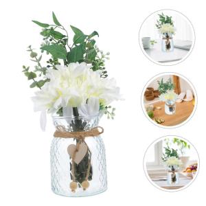 1 Satz Simulierte Vasenornamente Künstliche Blumen mit Vase Dekoration für Zuhause Dekoration für Feiern Hochzeitsdekoration zarte Hochzeitsfeier Blumendekor Seidentuch
