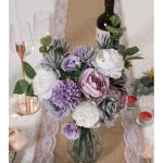Kunstbloemkoppen, rozen, pioenrozen, dahlia's, bloemhoofden, zijden bloemen, voor feest, doe-het-zelf bruid, bruiloft, bloemstukken, combo decoratie (paars)