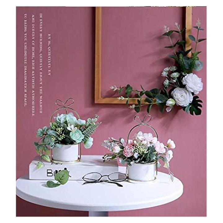 Kunstblumen Künstliche Blumen mit Keramikvase, künstliche Blumenarrangements, Tischdekoration, Blumenaufsätze, Pflanzenstrauß für das Wohnzimmer für jeden Anlass