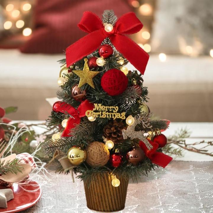 Tisch-Weihnachtsbaum, Mini-Weihnachtsbaum für den Schreibtisch mit Lichtern, dekorativer Kleiner Weihnachtsbaum, Weihnachtsdekoration für die, Style C