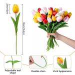 Kunsttulpen van latex, realistische kunsttulpen, boeket voor thuis, bruiloft, feest (wit + sakura-roos + zonsondergang-rood + geel + rood)