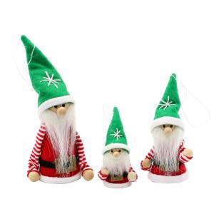 Vilt- / textiel kerstkabouter/kerstmanhulp als boomhanger/hanger in 3-delige set, afmetingen tussen 5 en 12 cm.
