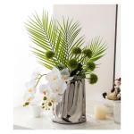 Kunstblumen Einfaches modernes künstliches Blumenarrangement – ​​leichte, luxuriöse weiße Kunstpflanze mit galvanisierter Vase, Kunstpflanzendekor für jeden Anlass