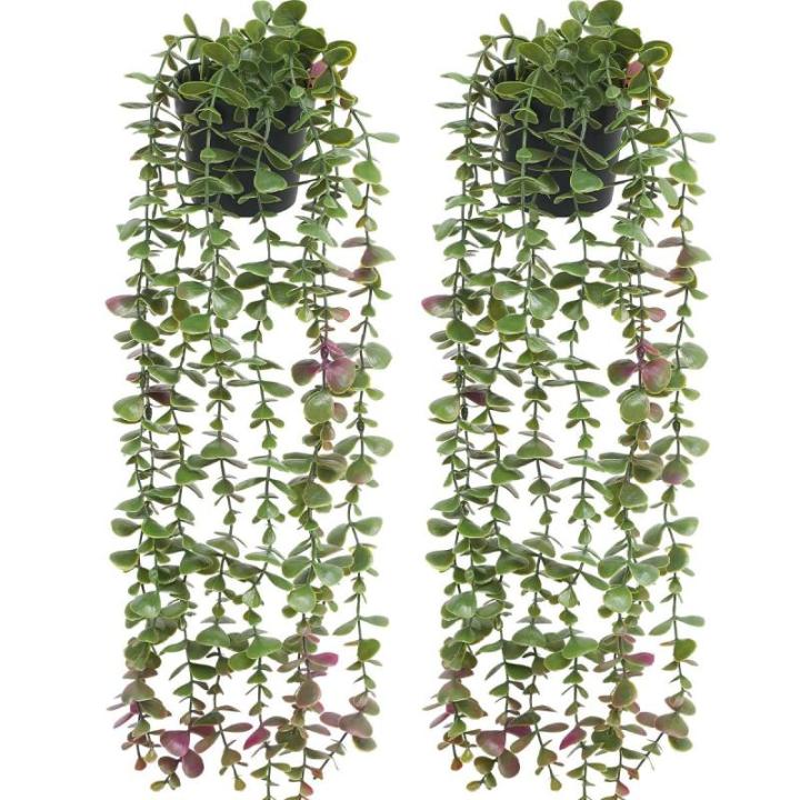 2 stks Nep Hangende Planten Nep Ingemaakte Eucalyptus Groen Planten Kleine Faux Planten Voor Indoor Outdoor Plank Muur Decor