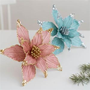 5 stuks kerstbloemen, glitter, kerststerren, simulatie kunstkerstbloemen, voor kerstboomversiering, bruiloft, feest, krans, decoratie (wit, 25 cm)