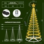 Kerstboom, metaal, grote kegelvorm, 250 leds, lichtboom, 8 modi, timer, waterdicht, kerstverlichting, buitenverlichting, kerstverlichting voor tuin, balkon, kerstdecoratie buiten, 
