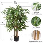 Bamboeplant, , groot, kunstboom, groot, 120 cm, kamerplant, kunstplant met 576 bladeren, grote , decoratieve ambus,
