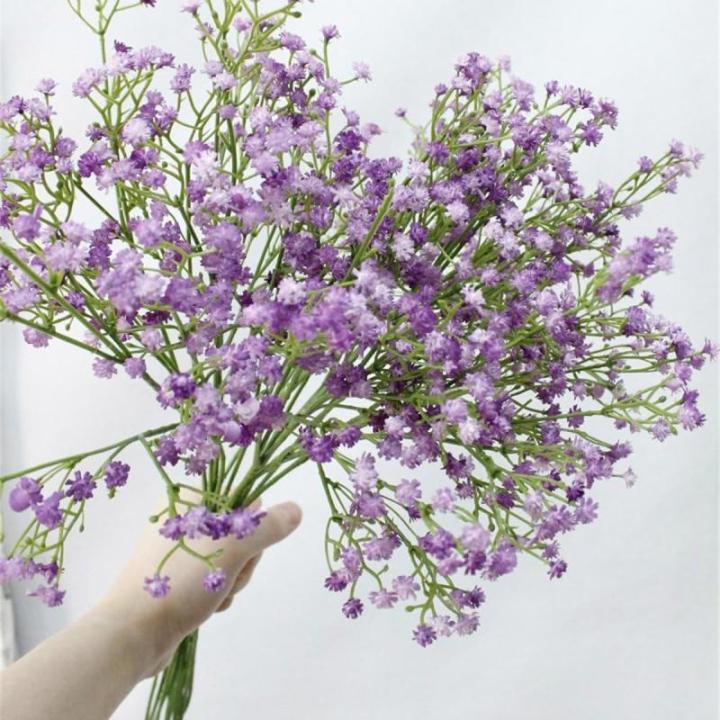 Gypsophila , 10 stuks Gypsophila-planten, voor bruiloft, bruidsboeket, thuis, knutselen en decoratie (paars)