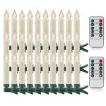 10,5 cm Set van 30 Vlamloze LED Plastic Clip Taper Kaarsen met Afstandsbediening voor Kerstboom, Waterbestendig Batterij Aangedreven Mini Clip-On Kaarsen met Timer, 2 Afstandsbedie