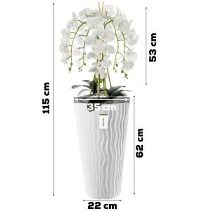 Künstliche Orchidee Kaskaden Blumenstrauß Creme und Rosa im Topf Weiß H 115 cm Heimbüro Dekoration, Kunstpflanze Orchidee, Kunstblume, Künstliche Orchidee im Topf