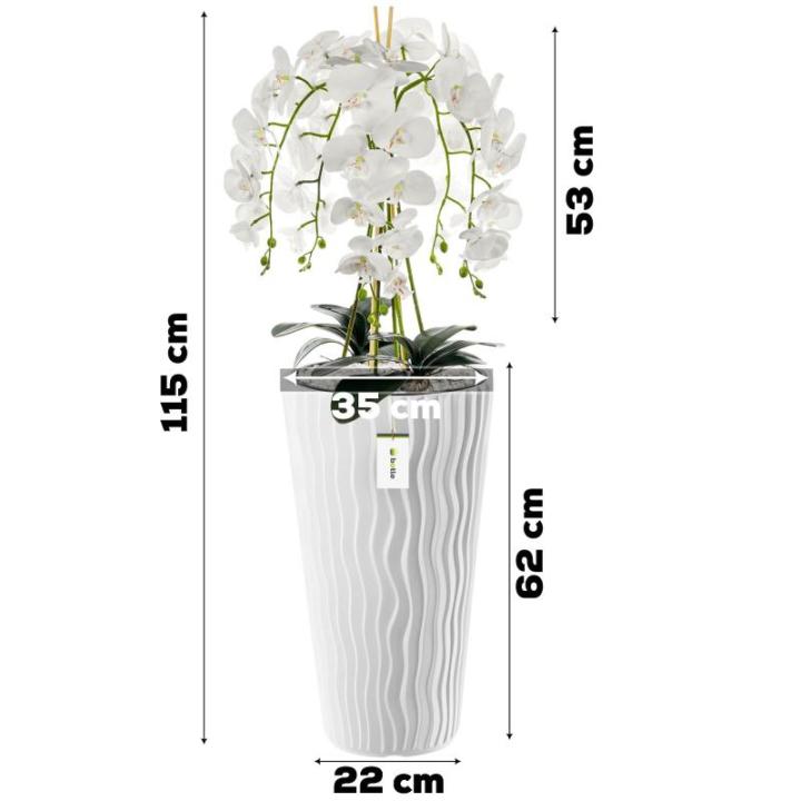 Künstliche Orchidee Kaskaden Blumenstrauß Creme und Rosa im Topf Weiß H 115 cm Heimbüro Dekoration, Kunstpflanze Orchidee, Kunstblume, Künstliche Orchidee im Topf
