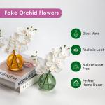 2 stuks kunstorchideeën, wit met groene glazen vaas, kunstplant, decoratie, orchideeën, kunstbloemen in vaas met echte touch, kunstorchideeën, kunstmatige bonsai voor hotel, woo