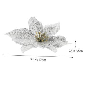 12St Doppelschicht kleine Weihnachtsblume DIY weihnachtshandwerk Christbaumschmuck Ornamente weihnachtsdeko künstliche blüten Weihnachtsbaum Party-Requisiten Plastik Silver