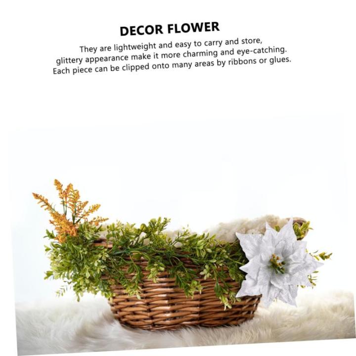 7st Künstliche Blumen Weihnachtskranz Dekoration Künstlicher Glitzer-weihnachtsstern Glitzernde Weihnachtssterne Künstliche Weihnachtssternblume Urlaub Weihnachtsstern Kranz Spo