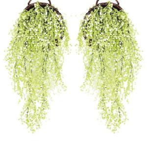 2 stuks opknoping mand kunstmatige bloem, kunstmatige bloemen op de muur, muur gemonteerde kunstmatige bloemen, kunstmatige bloemen buiten, kunstmatige hangende planten voor thuis,