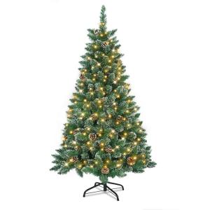 Kunstkerstboom met verlichting, kunstkerstboom van pvc, met waterdichte verlichting, voor kerstdecoratie (120 cm)