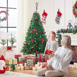 Kunstkerstboom, dennenboom, kerstboom met opvouwbare metalen standaard en 528 takken, kunstboom, naaldboom voor kerstdecoratie, 182 cm, groen