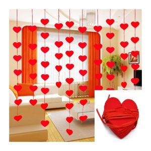 Herz-Girlanden mit 3 m Seil-Charme-DIY Vorhang aus Filz Non-Woven for Privatanwender Hochzeit Valentine Dekoration 5sets (80pcs) (Color : Red, Size : 5x5cm)