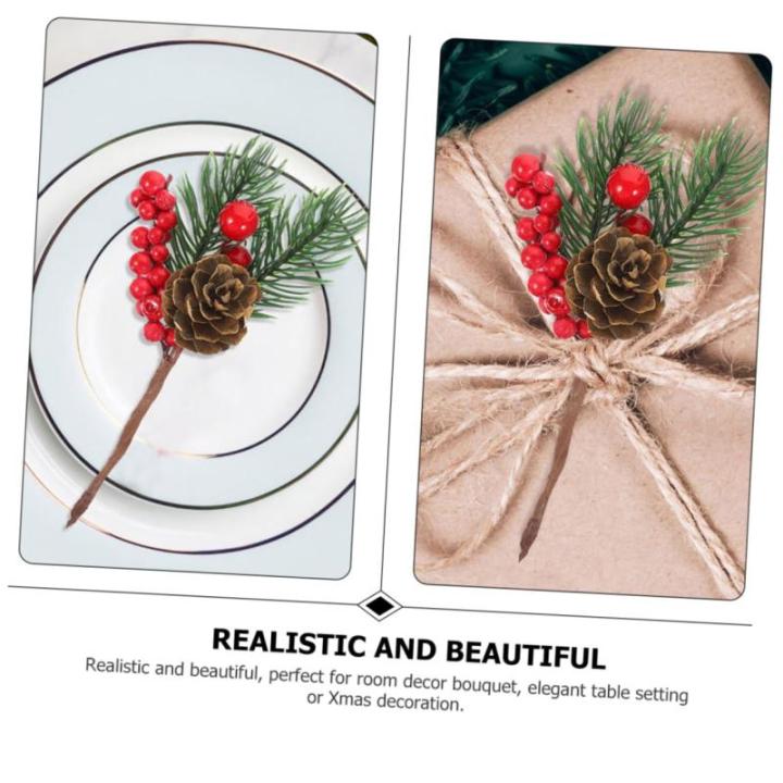 15 stuks kunstmatige dennenappels rode bessenstelen rode bessenplukkers kerstboom bessenstelen spray voor kunstmatige dennentakken, dennenappels, takken, kransen, dennenstam, schui