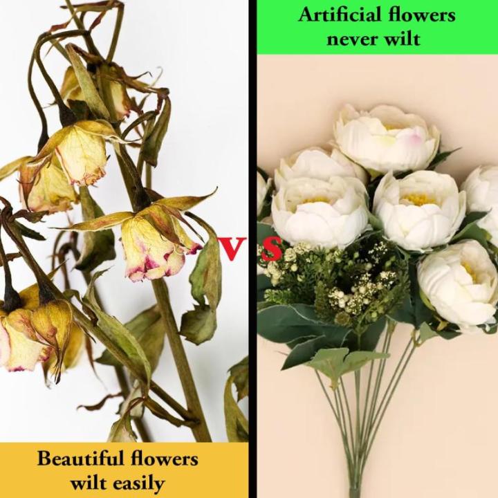 20 stuks , , namaakmini-bloemen van zijde, voor woondecoratie, bruiloften (wit)