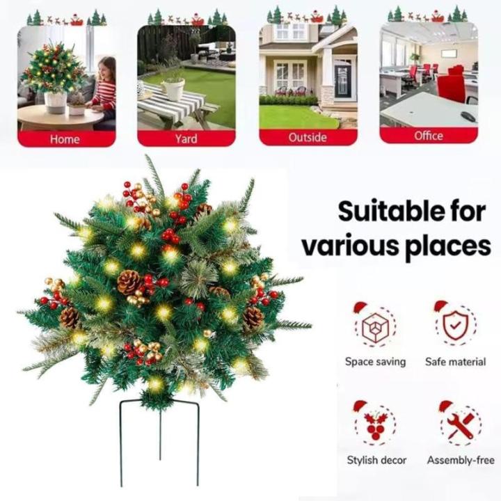 Künstlicher Weihnachtsbaum mit Außenbeleuchtung, Dekoration, simulierte Landschaft, Kiefer für Gartennadeln, Ambiente im Freien, Urlaub, goldener kleiner Füllstoff, Pflanzgefä