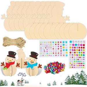 Bastelset Weihnachten Kinder, 10 Stück 3D-Schneemann aus Holz, DIY Weihnachten Schneemann, Weihnachtlicher Kleiner Schneemann, Weihnachtsbasteln Kinder für Kinder Zum Zeichnen un