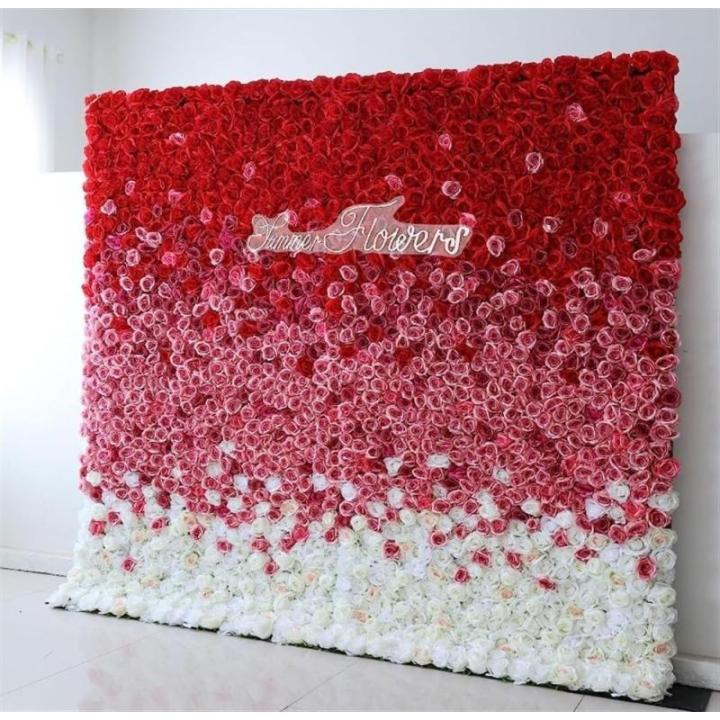 Künstliche Blumen-Wandpaneele, Hochzeitsfeier, Brautparty, 3D-Wandhintergrund Mit Romantischen Rosafarbenen Grünen Blättern(2M*3M)