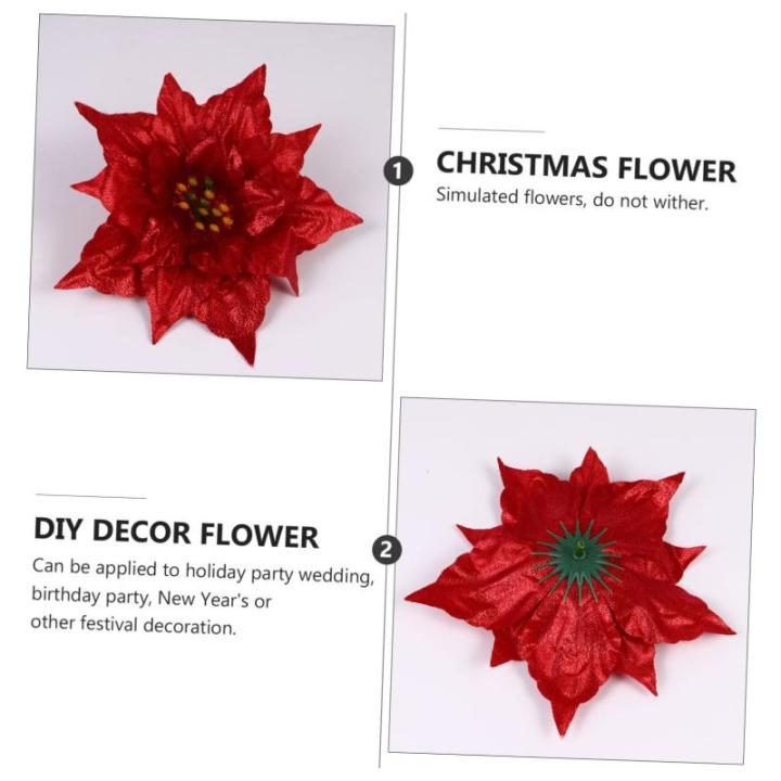 14 STK Künstliche Blumen Strauß Kleine Weihnachtsdeko Christbaumschmuck Weihnachtsstern Gefälschter Weihnachtsstern Blumengirlande Mini-weihnachtsschmuck Mini-Kranz Gold Sport R