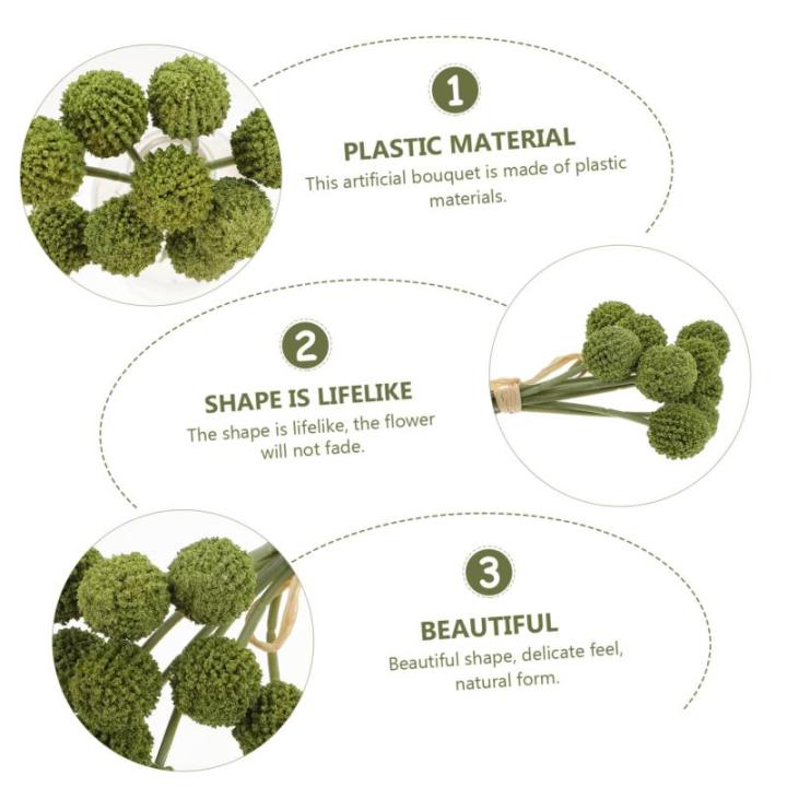1stk Simulierte Kugelchrysantheme Löwenzahn-dekor Blumensträuße Party-kunstblume Blumenarrangement Strauß Simulations-blumenstrauß-dekor Künstliche Hortensien Green Plastik