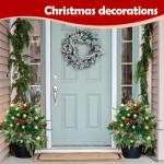 Verlichte kunstkersturnvulling, vakantiedecoraties voor buitenplanter, dozen, kerstversiering, driepoot staking en ledverlichting, 1 stuk