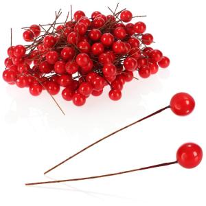 150 x strooidecoratie, decoratieve takken met bessen, decoratieve takken om te strooien als knutselbenodigdheden, verfraait geschenken en potpourris (150 stuks, rode bessen)