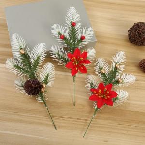 12 Stück Künstliche Tannenzweige Weihnachtsbeeren Tannennadeln Tannenzapfen Kunstblumen Blumenzweige Beeren Christmas Ornaments Weihnachtsbaumschmuck für DIY Basteln Heimdekorat