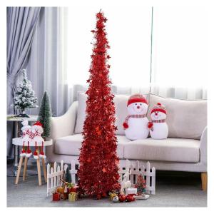 Kuaizi Weihnachtsbaum Ornament einziehbare Weihnachten Liefert Wolle Top Christmas Tree Folding Weihnachtsdekor Fit for Home Party Jingxin(1.2M,Silver)