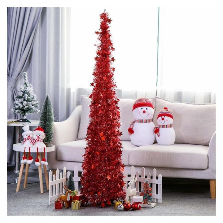 Kuaizi Weihnachtsbaum Ornament einziehbare Weihnachten Liefert Wolle Top Christmas Tree Folding Weihnachtsdekor Fit for Home Party Jingxin(1.2M,Blu)
