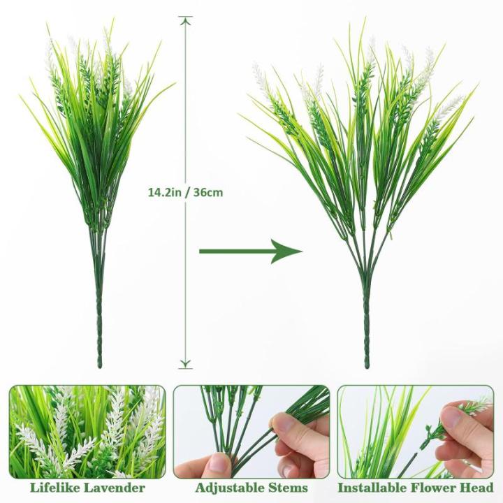 8 bundels , lavendel, outdoor, kunstbloemen, zoals echt weerbestendig, uv-bestendig, struiken, namaakbloemen, kunstbloemen, kunstbalkonplanten, decoratie voor tafel, raam,